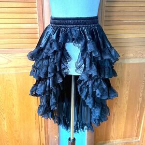 Dark in Love Blissful Billows Black Velveteen & Lace Overskirt